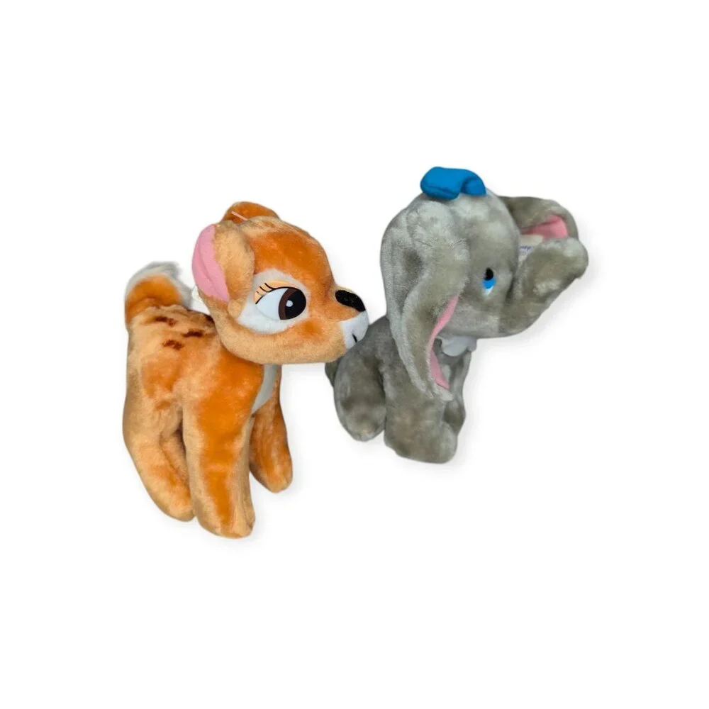 Vintage 1980s Disney Bambi & Dumbo Plush In Original Packaging with Tags 7